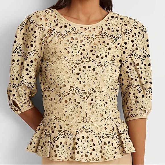 Ralph Lauren Lamb Leather Peplum Cutout, Size 0 - Picture 1 of 2